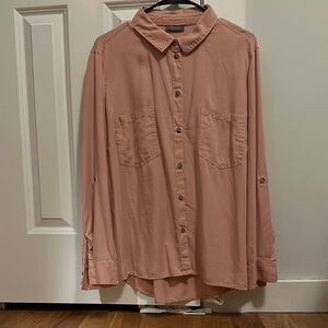 C&A Button Down Long Sleeve Blouse size 2X mauve pink